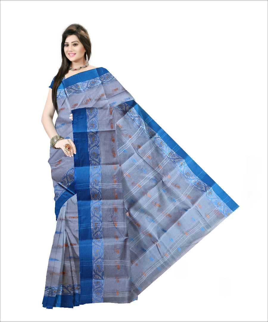 Pradip Fabrics Woven Sky Blue color Pure Tant cotton Saree