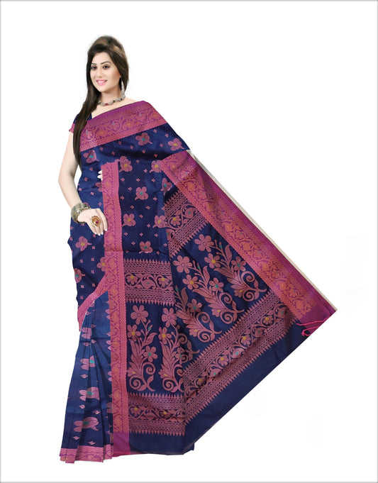 Pradip Fabrics Woven Soft Handloom Dark blueColor Saree