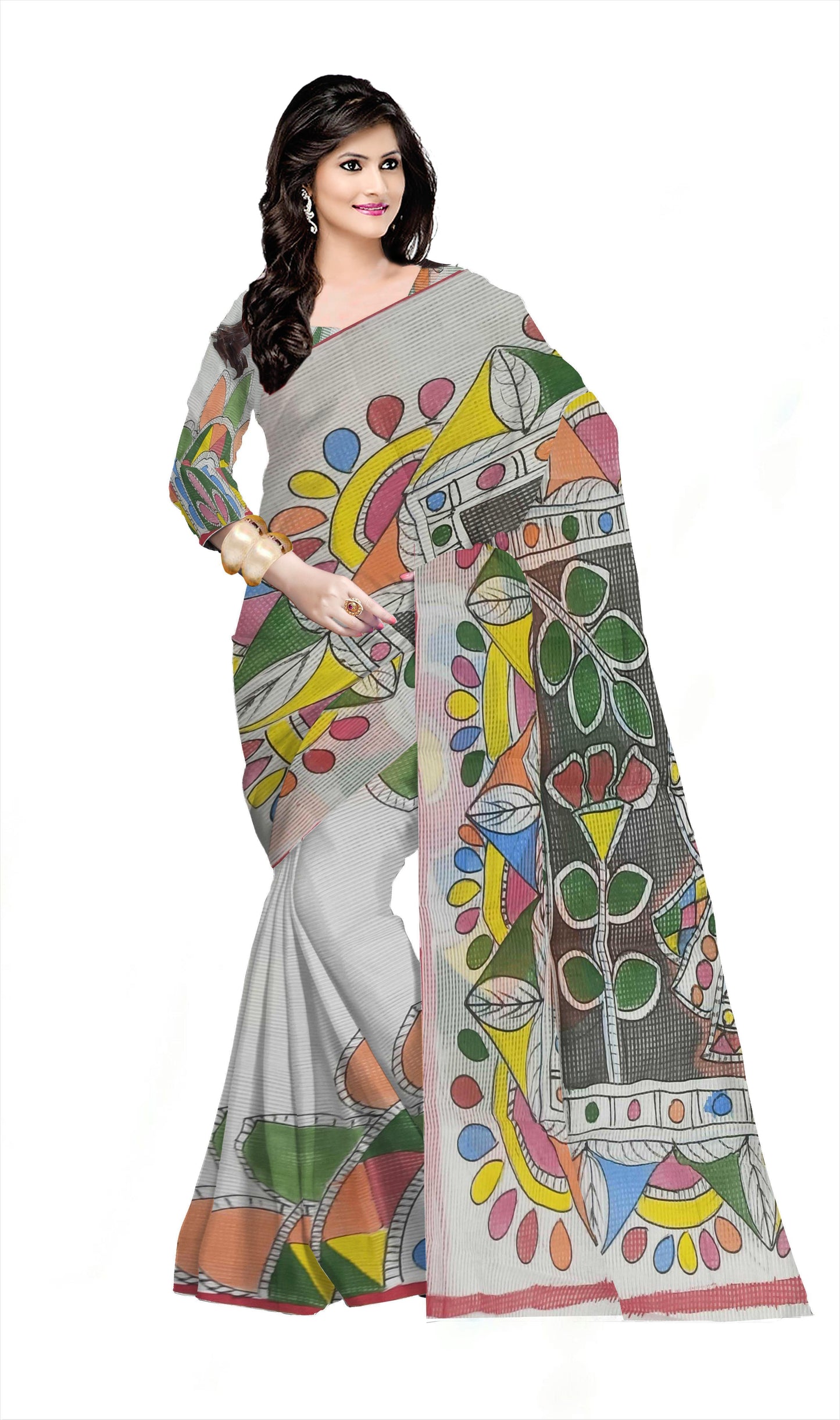 Pradip Fabrics Woman's Reshom kota print Saree
