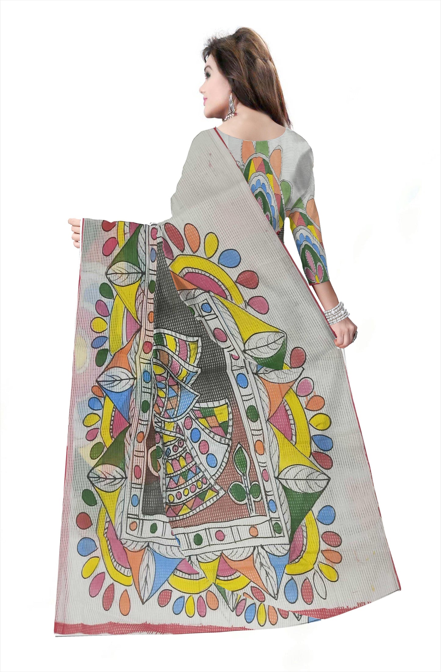 Pradip Fabrics Woman's Reshom kota print Saree