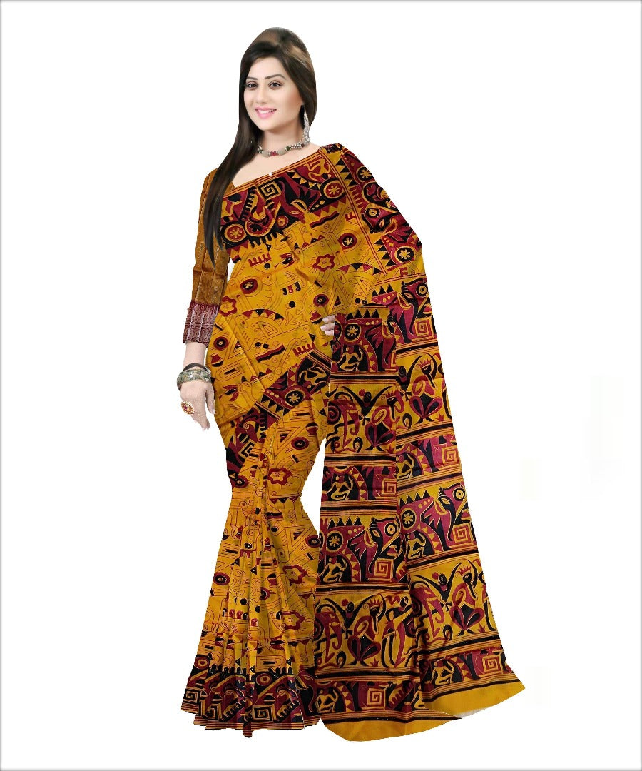 Pradip Fabrics Woven Yellow and Black color Pure Silk Saree