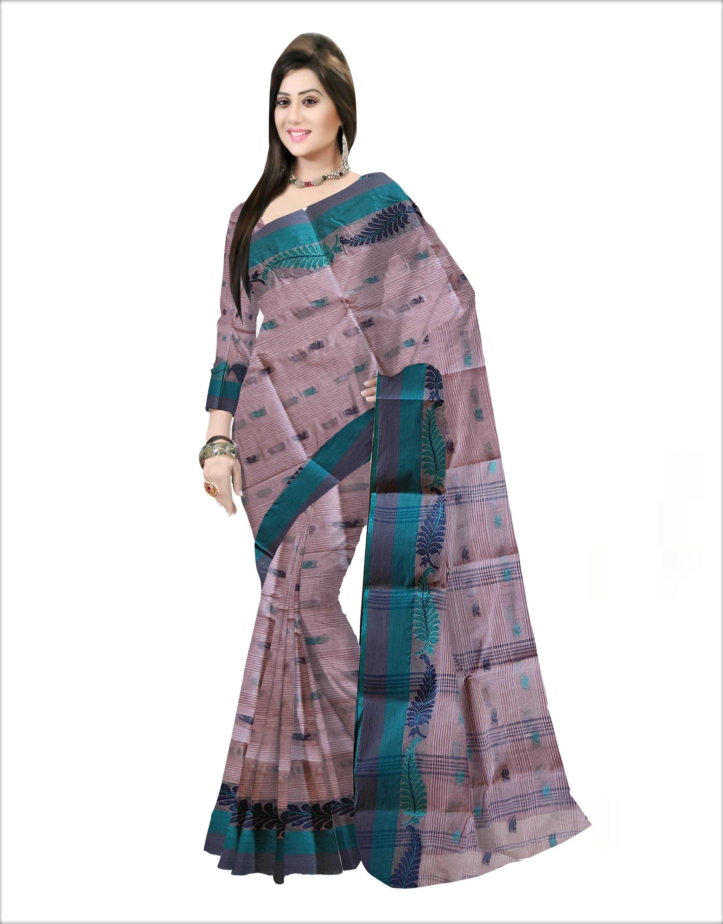 Pradip Fabrics Woven Cream color Pure Tant cotton Saree