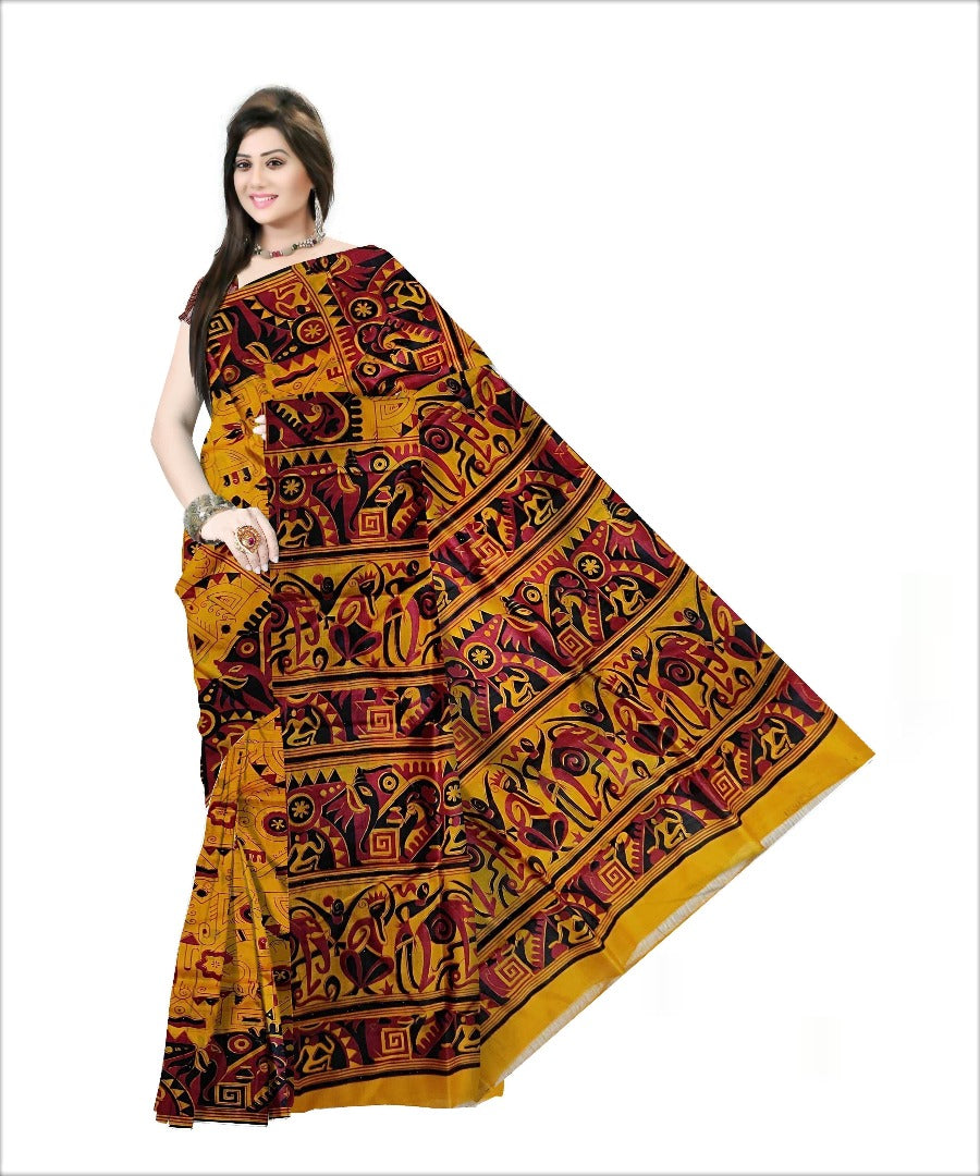 Pradip Fabrics Woven Yellow and Black color Pure Silk Saree