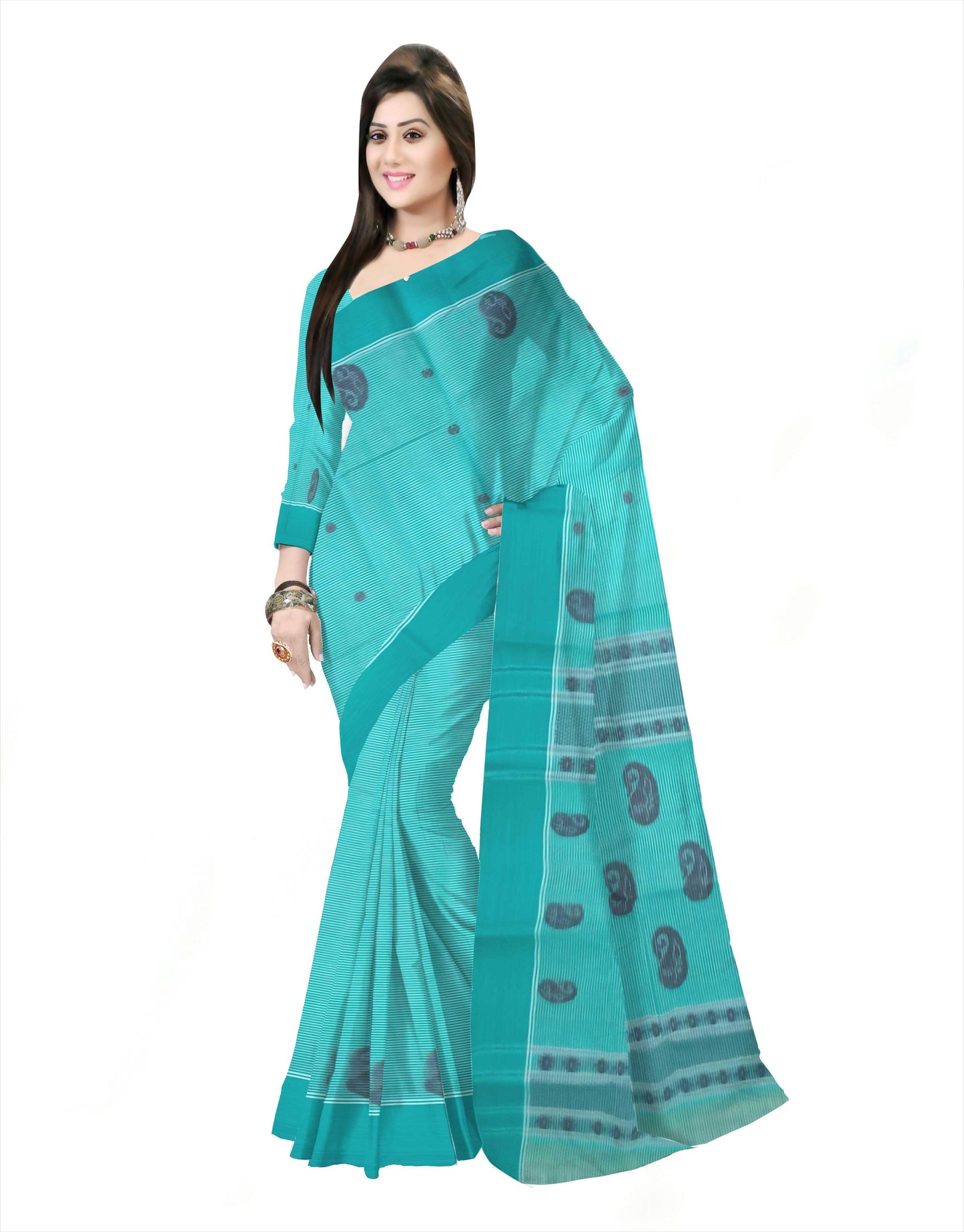 Pradip Fabrics Woven Tant Pure Cotton Saree (Green )