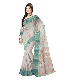 Pradip Fabrics Ethnic Women's Cotton Tant cotton white Color Saree