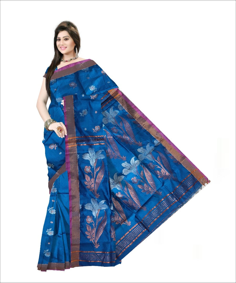 Pradip Fabrics Woven Sky blue Color Soft Handloom Saree