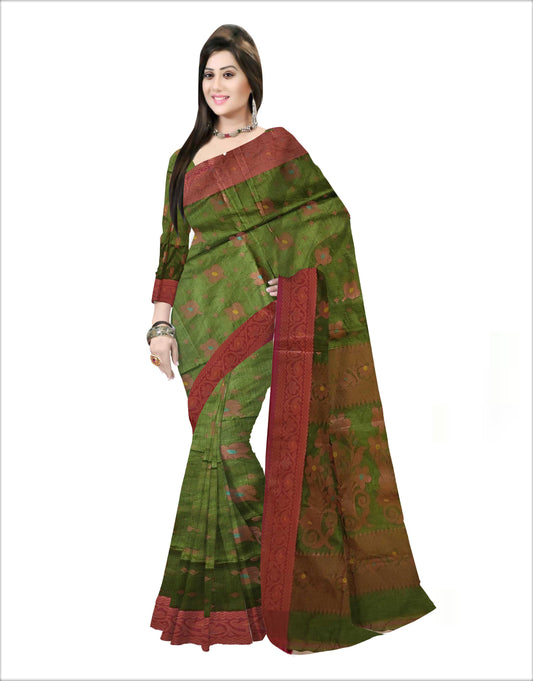 Pradip Fabrics Woven Soft Handloom Light green  Color Saree