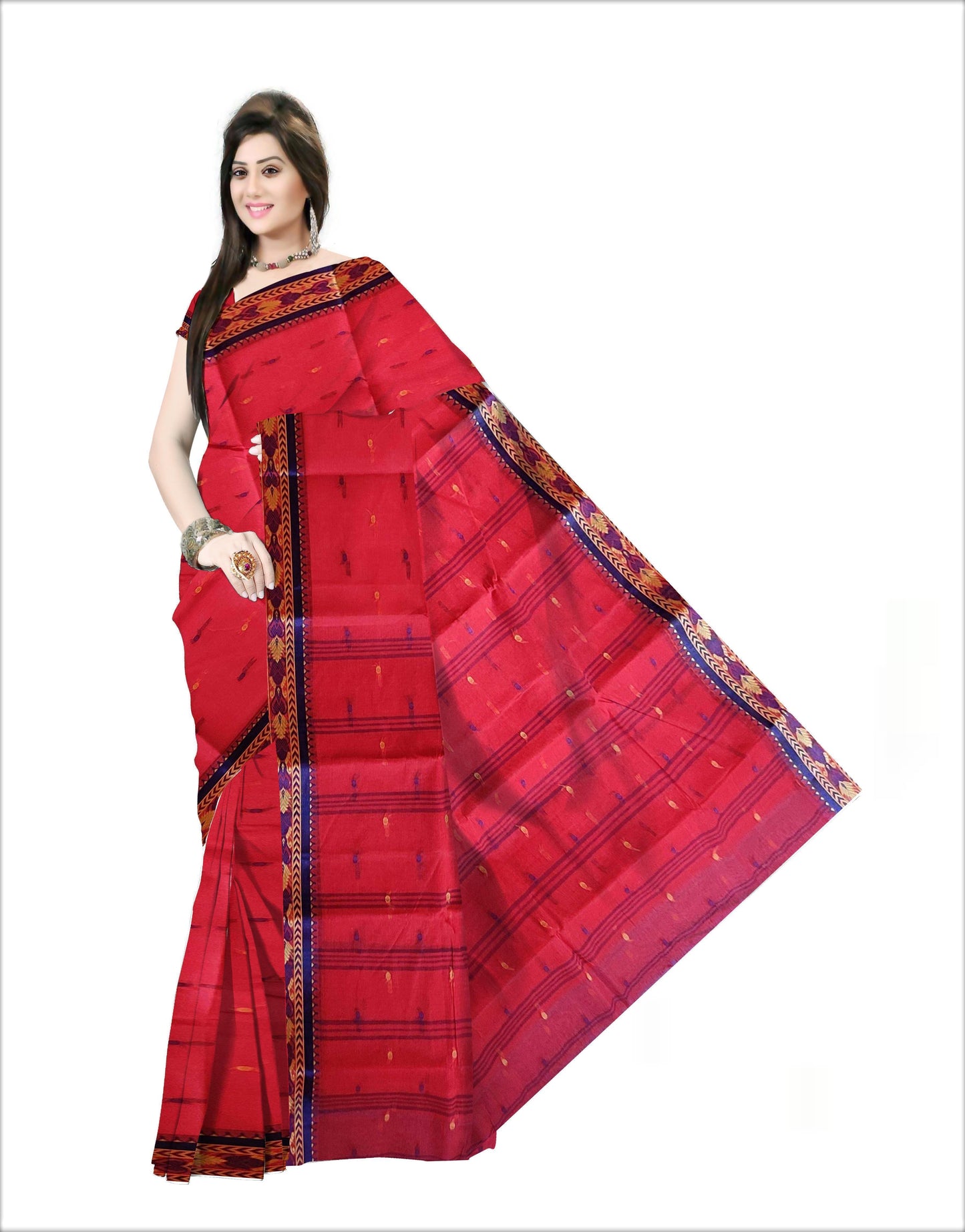 Pradip Fabrics Woven Red color Pure Tant cotton Saree