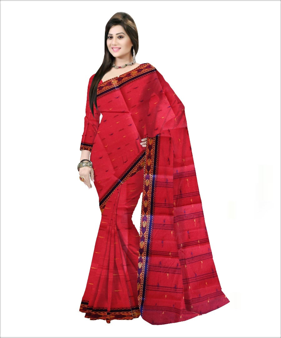 Pradip Fabrics Woven Red color Pure Tant cotton Saree