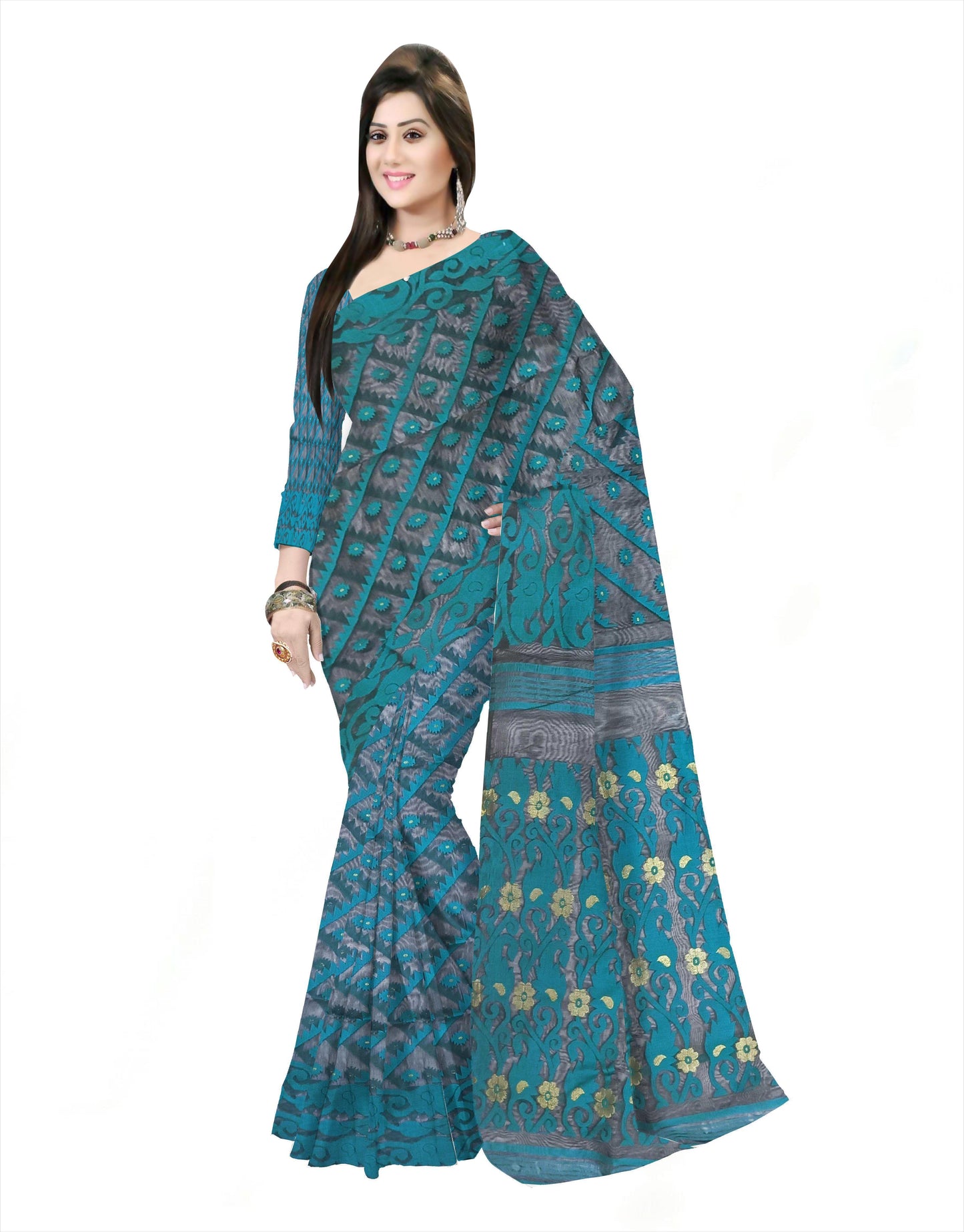 Pradip Fabrics Ethnic Woman's Dhakai Jamdani Saree