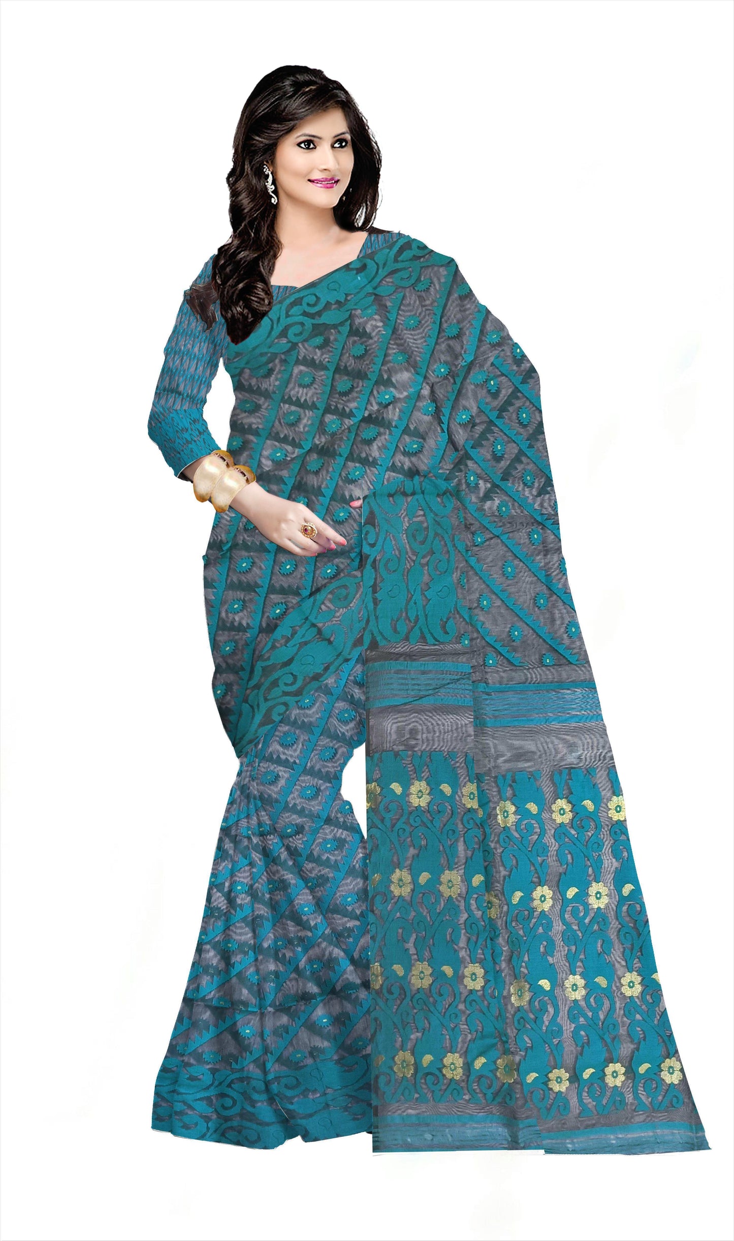 Pradip Fabrics Ethnic Woman's Dhakai Jamdani Saree