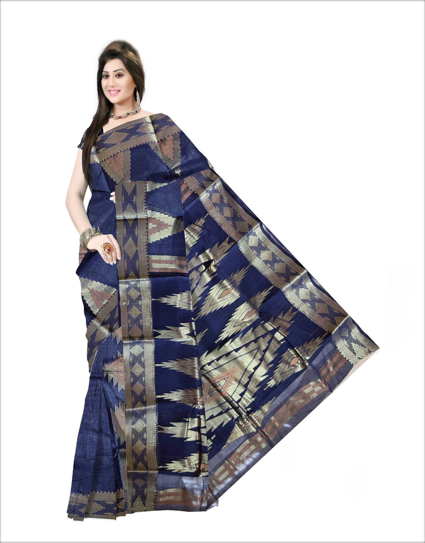 Pradip Fabrics Woven Blue Color Pure Tant cotton Saree