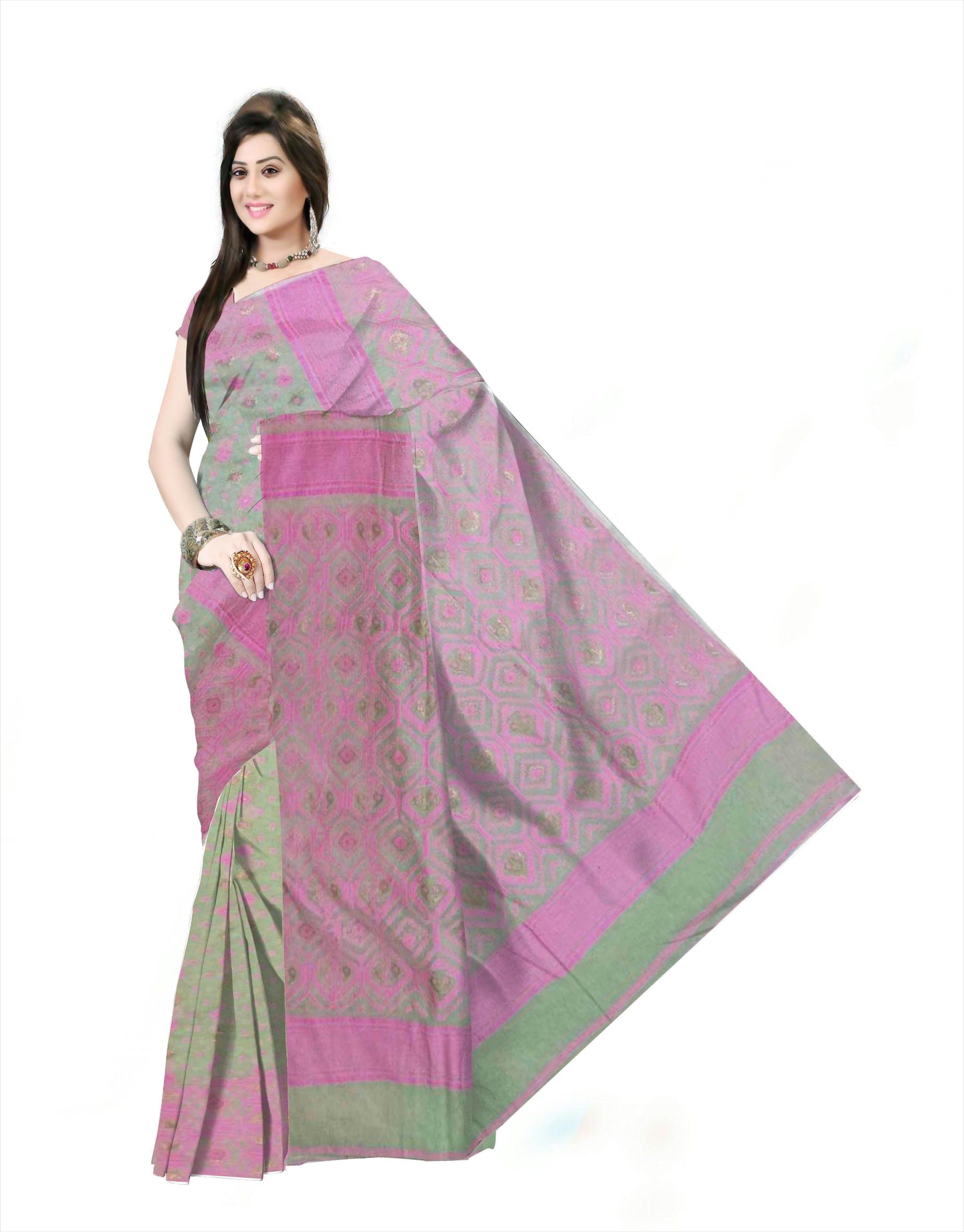 Pradip Fabrics Woman's Tant Handloom soft Jamdani Saree
