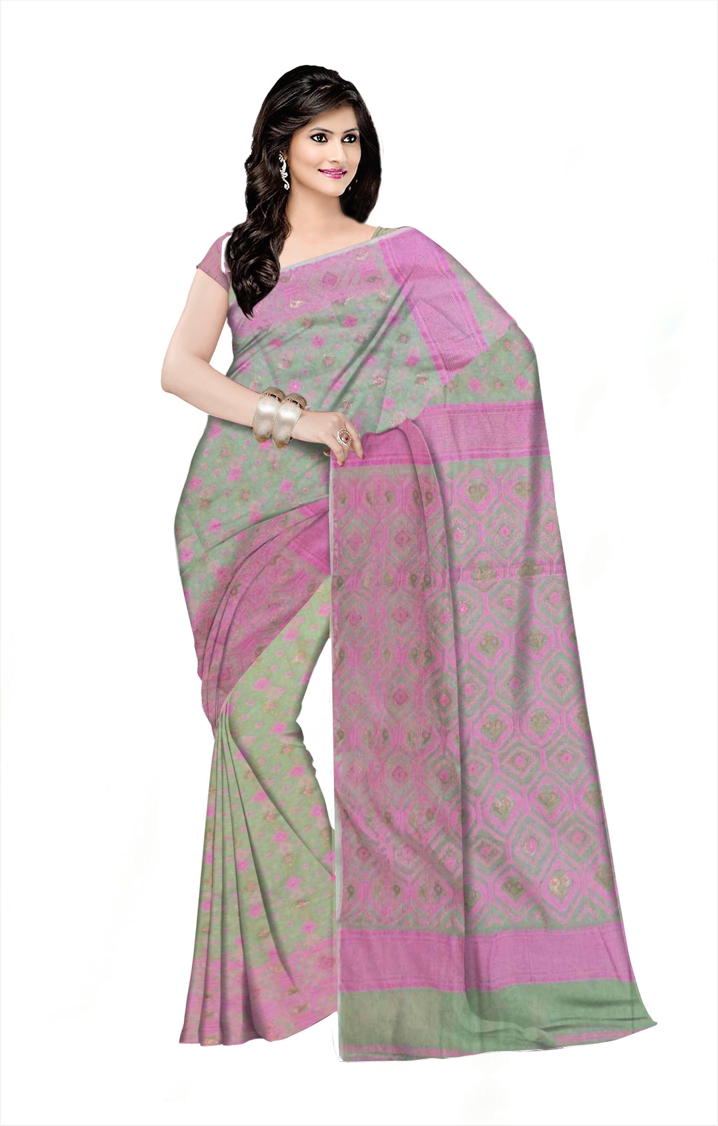 Pradip Fabrics Woman's Tant Handloom soft Jamdani Saree