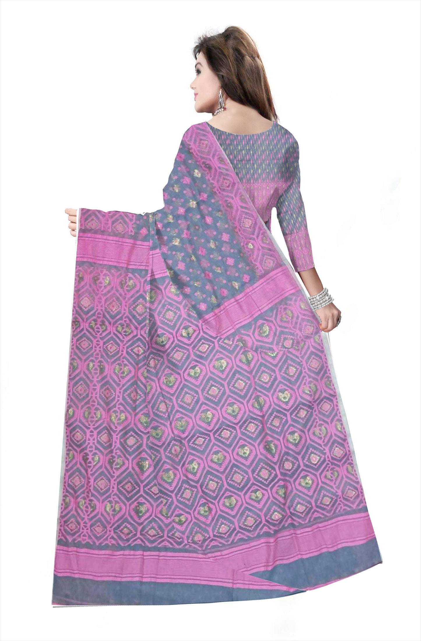 Pradip Fabrics Woman's Tant Handloom soft Jamdani Saree