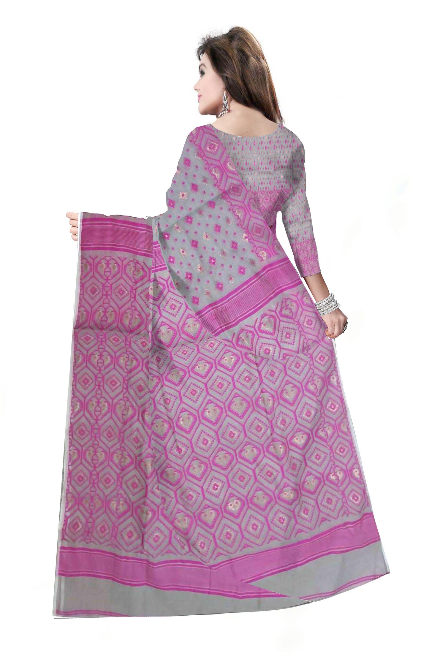 Pradip Fabrics Woman's Tant Handloom soft Jamdani Saree