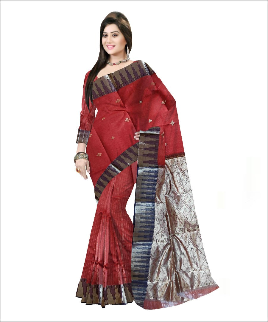 Pradip Fabrics Woven Brown Color Pure Tant cotton Saree