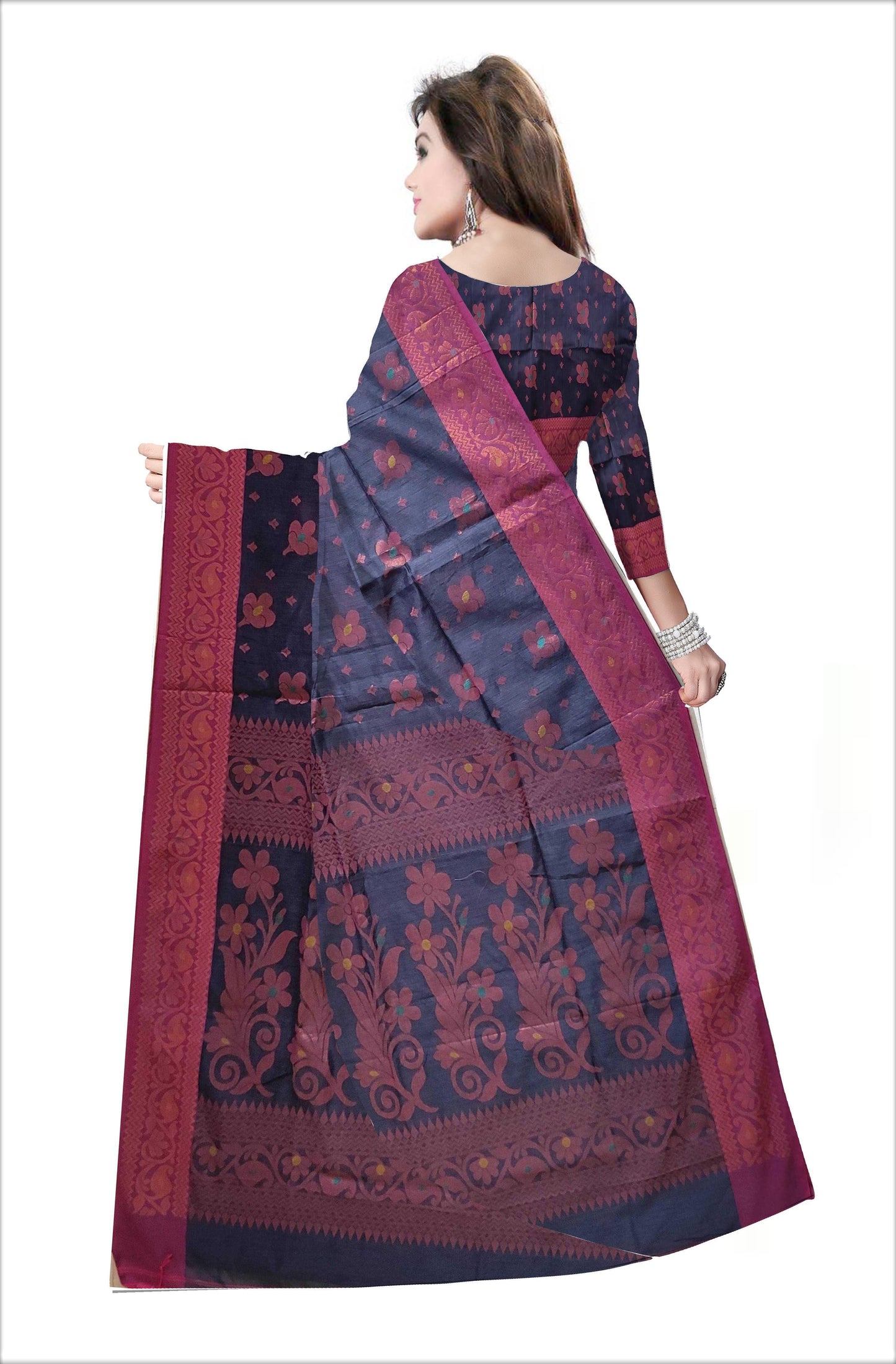 Pradip Fabrics Woven Soft Handloom Grey Color Saree