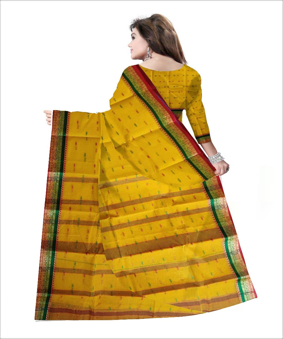 Pradip Fabrics Woven Yellow color Pure Tant cotton Saree
