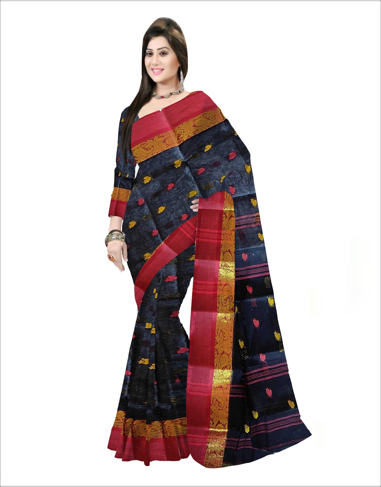 Pradip Fabrics Woven Black color Pure Tant cotton Saree