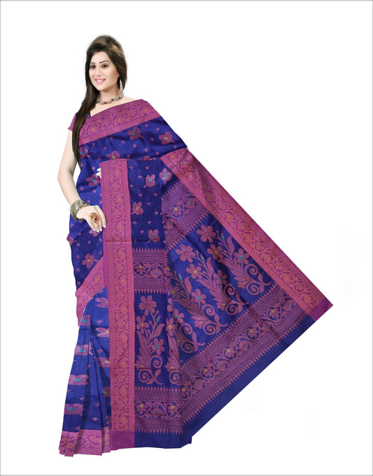 Pradip Fabrics Woven Soft Handloom Royal blue Color Saree
