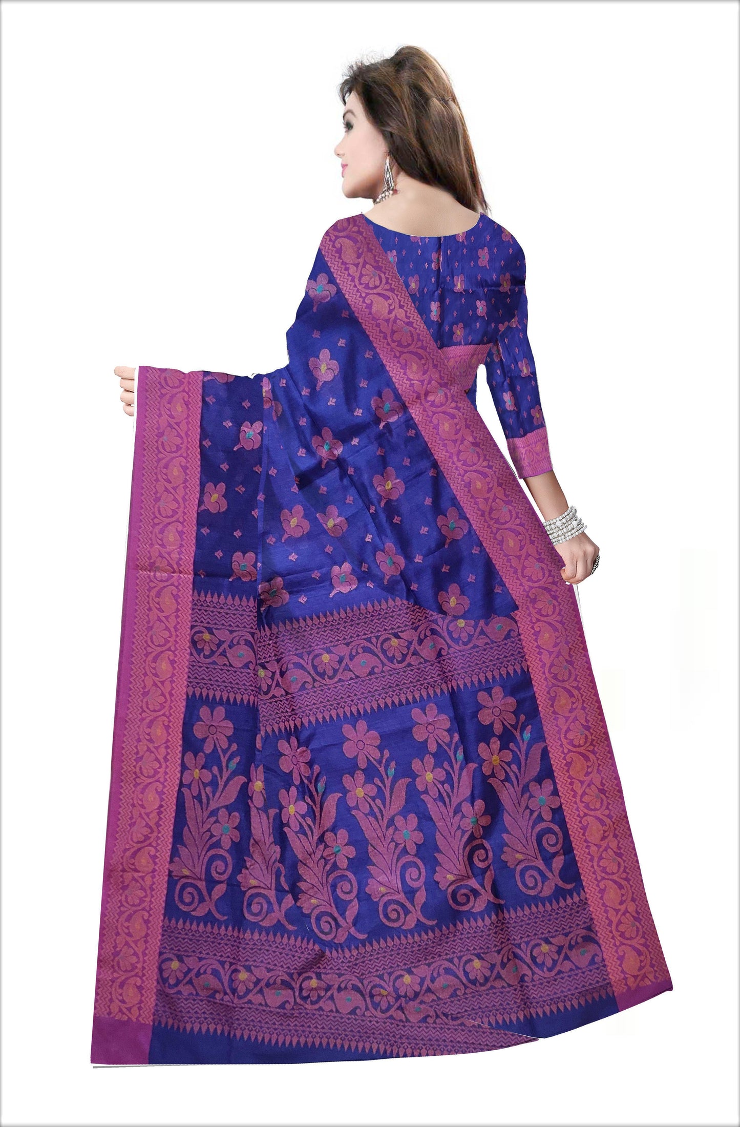 Pradip Fabrics Woven Soft Handloom Royal blue Color Saree