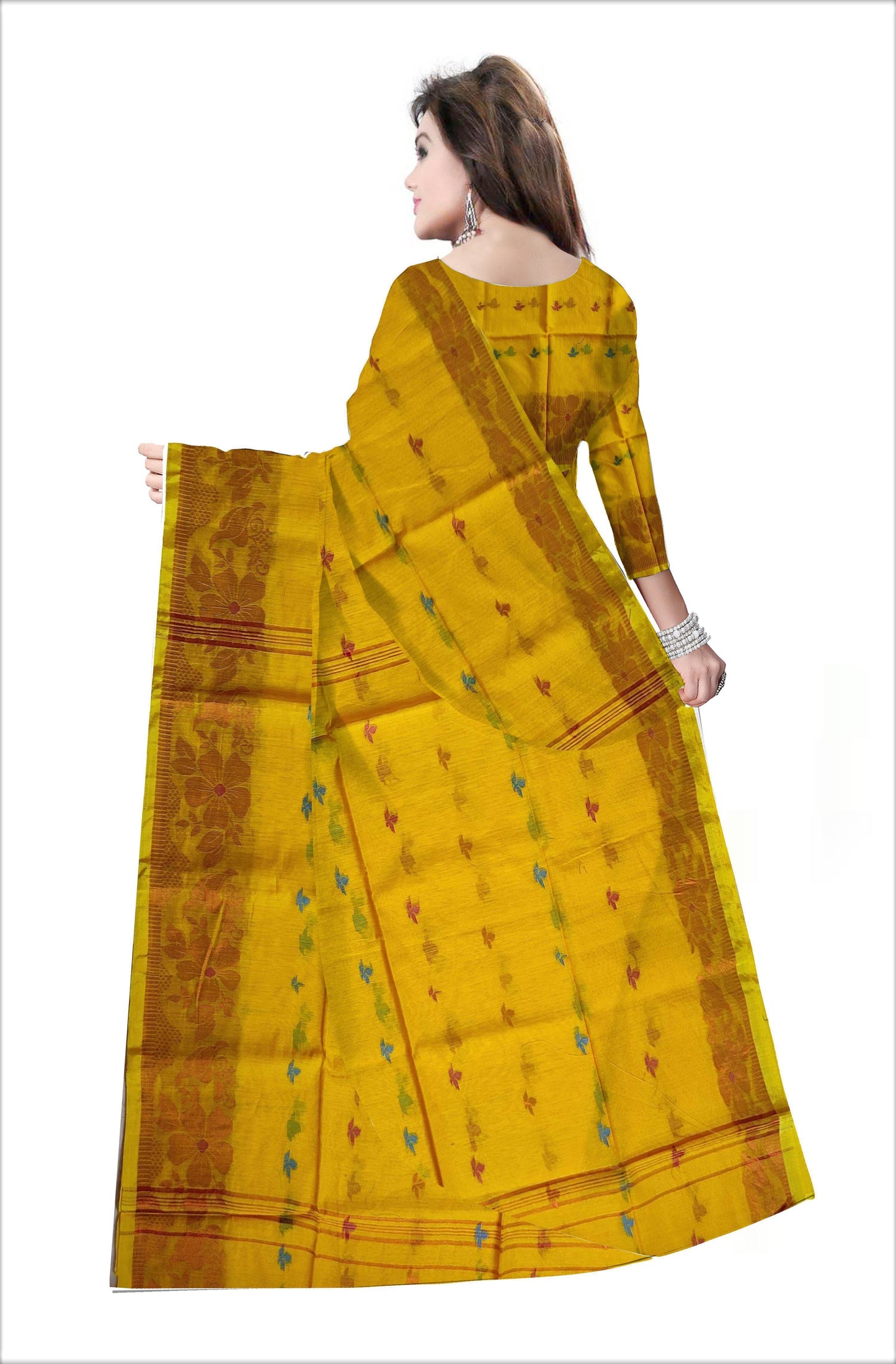Pradip Fabrics Woven Yellow color Soft Handloom Saree