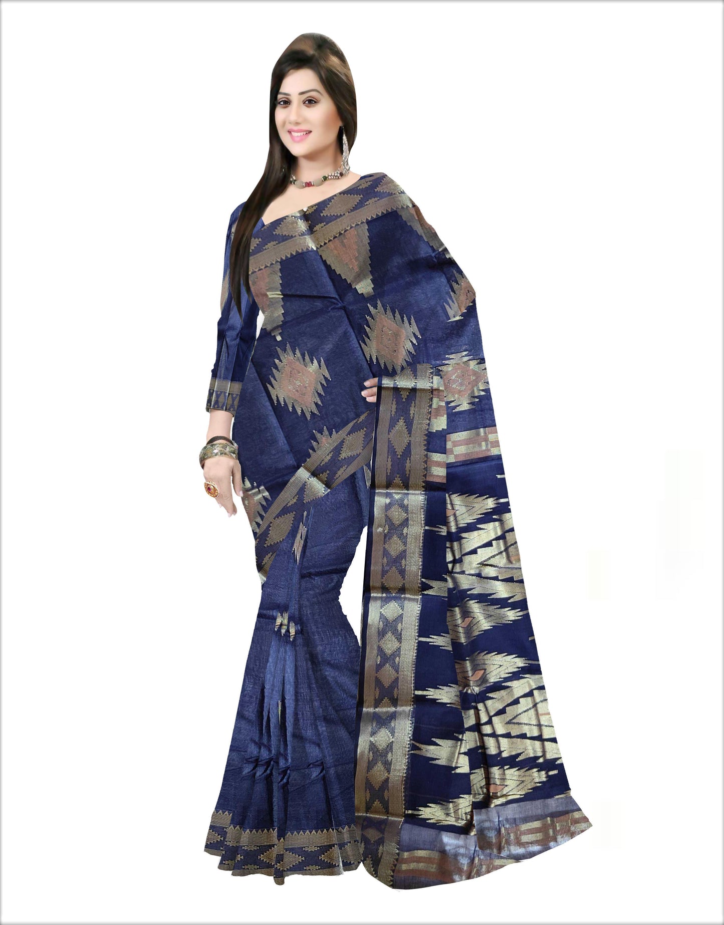 Pradip Fabrics Woven Blue Color Pure Tant cotton Saree
