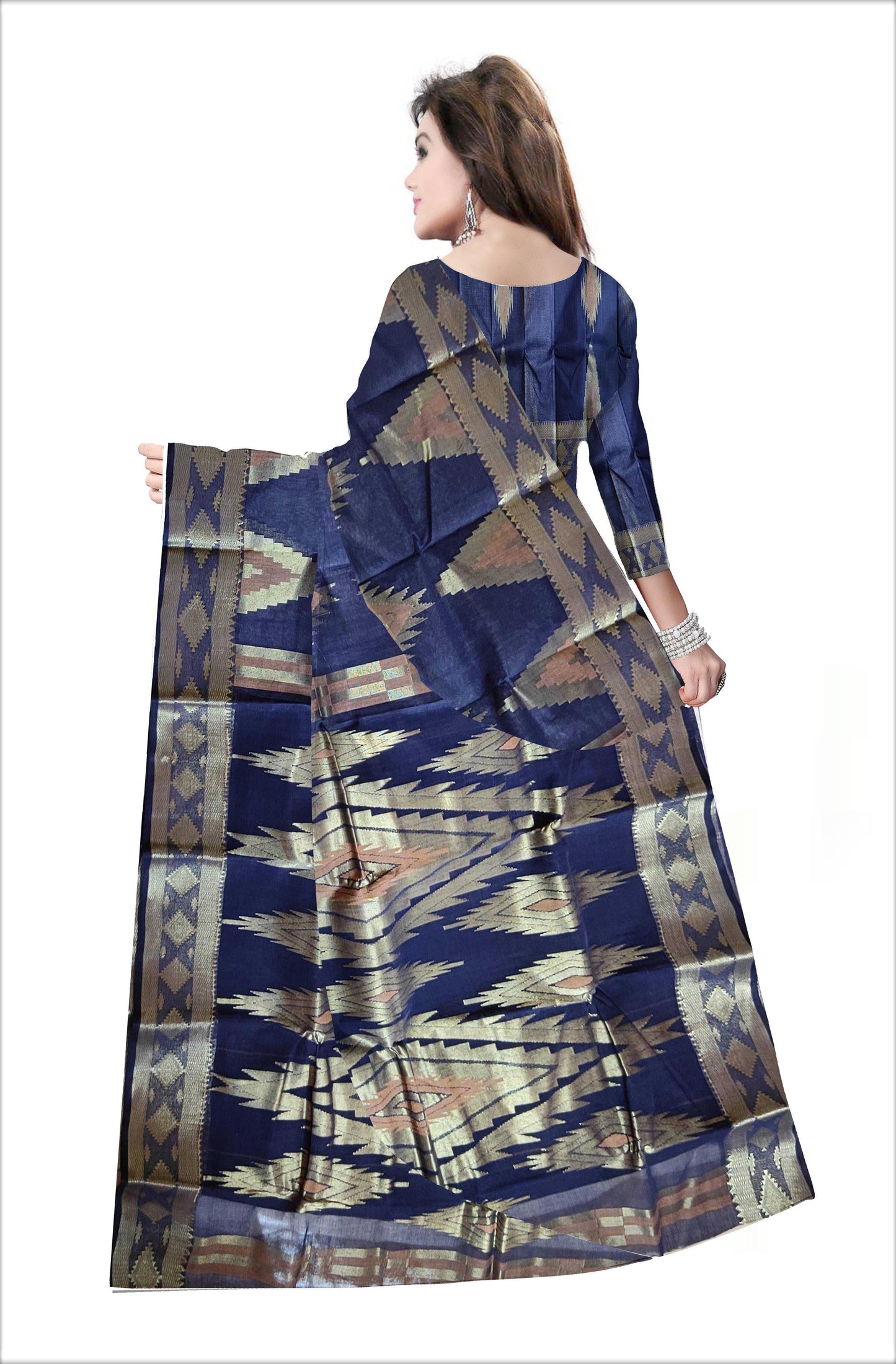 Pradip Fabrics Woven Blue Color Pure Tant cotton Saree