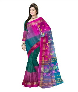 Pradip Fabrics Ethnic Women's Tant Silk Red and Yellow Color Saree