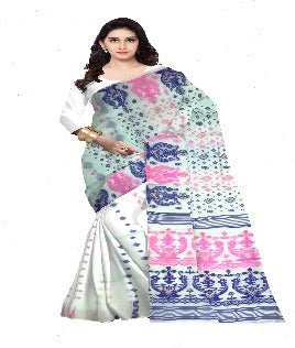 Pradip Fabrics Ethnic Woman's Tant All Over Dhakai off White Color Saree