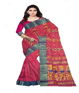 Pradip Fabrics Pure Tant Cotton Dark Pink Color Saree