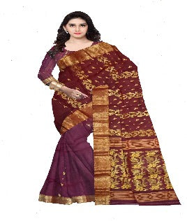 Pradip Fabrics Pure Tant Cotton Dark Pink Color Saree