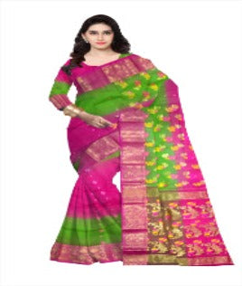 Pradip Fabrics Woven Tant Silk Yellow & Red Color Saree