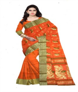 Pradip Fabrics Pure Tant Cotton Aqua Color Saree