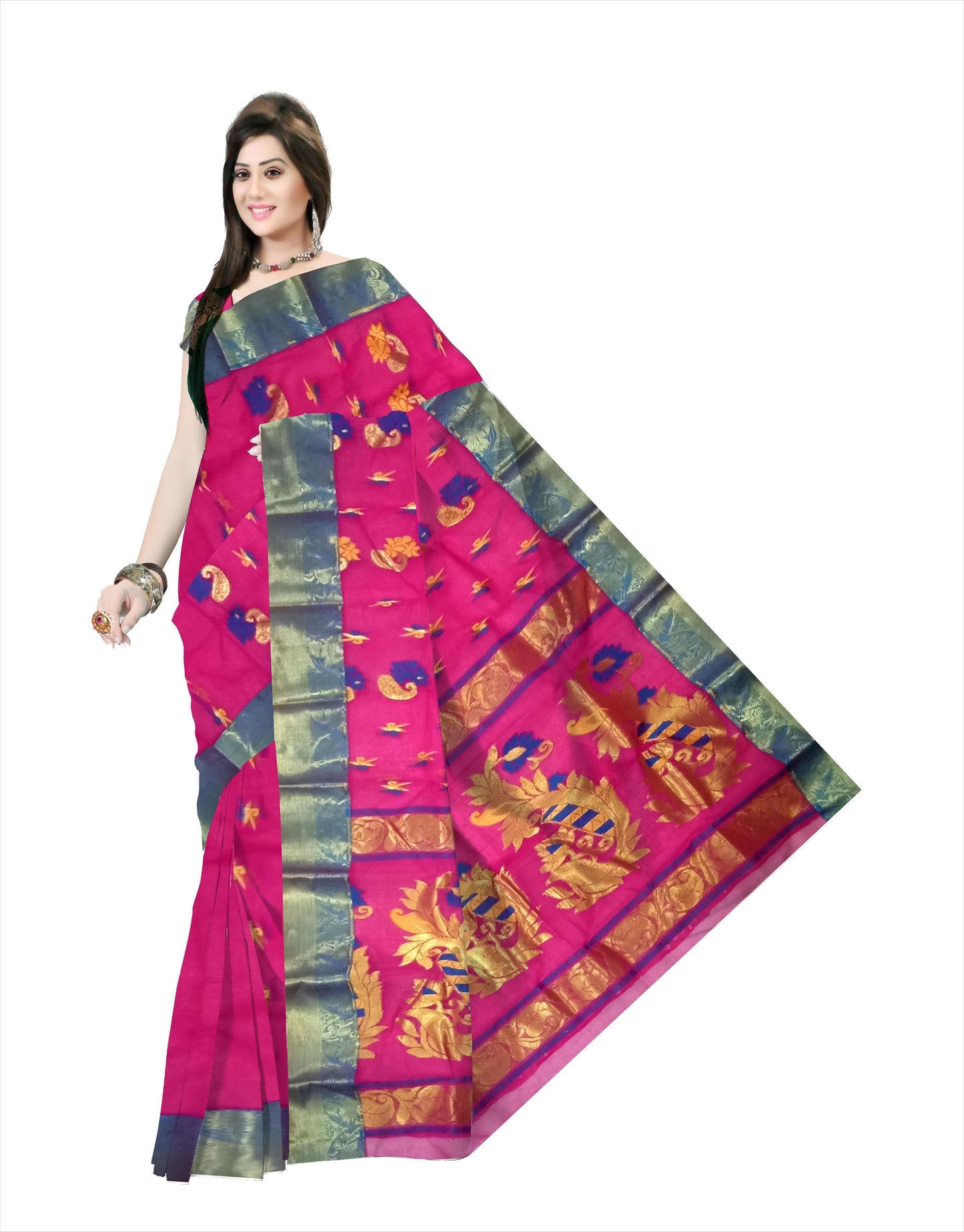 Pradip Fabrics Pure Tant Cotton Pink Color Saree