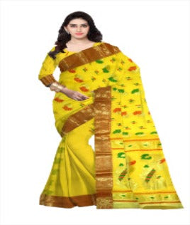 Pradip Fabrics Pure Tant Cotton White (Cream) Color Saree