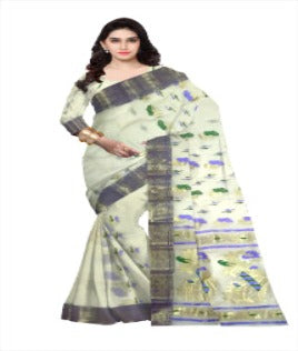 Pradip Fabrics Pure Tant Cotton White (Cream) Color Saree