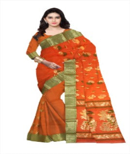 Pradip Fabrics Pure Tant Cotton White (Cream) Color Saree