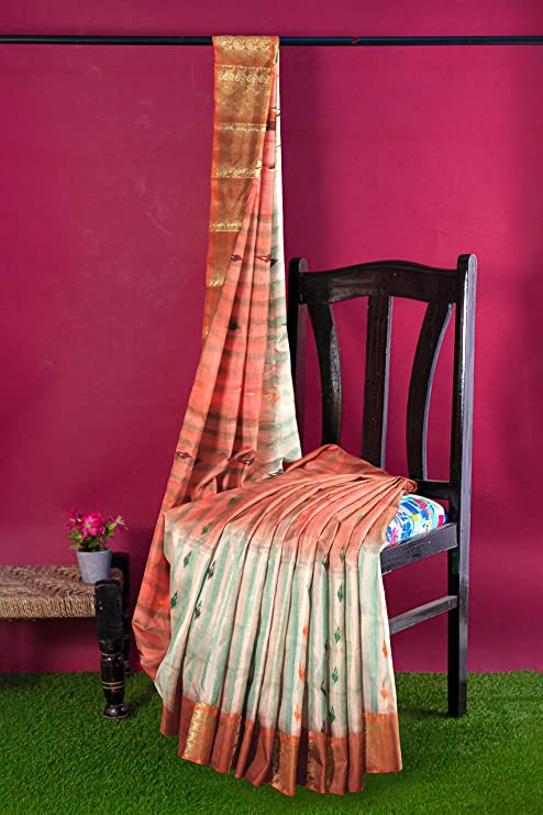 Pradip Fabrics Ethnic Women's Tant Silk Red and White Color Baluchuri Saree