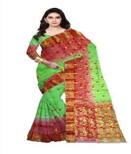 Pradip Fabrics Ethnic Women's Tant Silk Sky blue and Yellow Color Saree