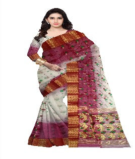 Pradip Fabrics Ethnic Women's Tant Silk Sky blue and Yellow Color Saree