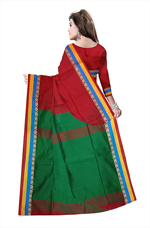 Pradip Fabrics Ethnic Women's Golden and Red Color Saree