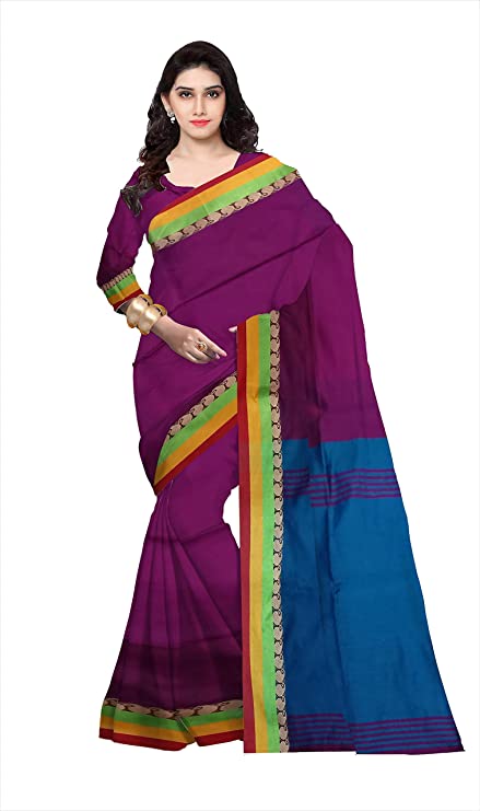 Pradip Fabrics Ethnic Women's Maroon and Blue Color Saree