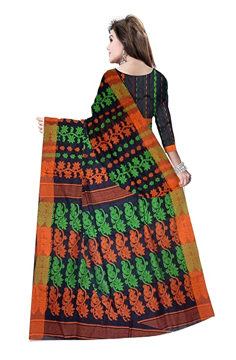 Pradip Fabrics Woven Tant Cotton All Over Dhakai Jamdani MulticolorSaree