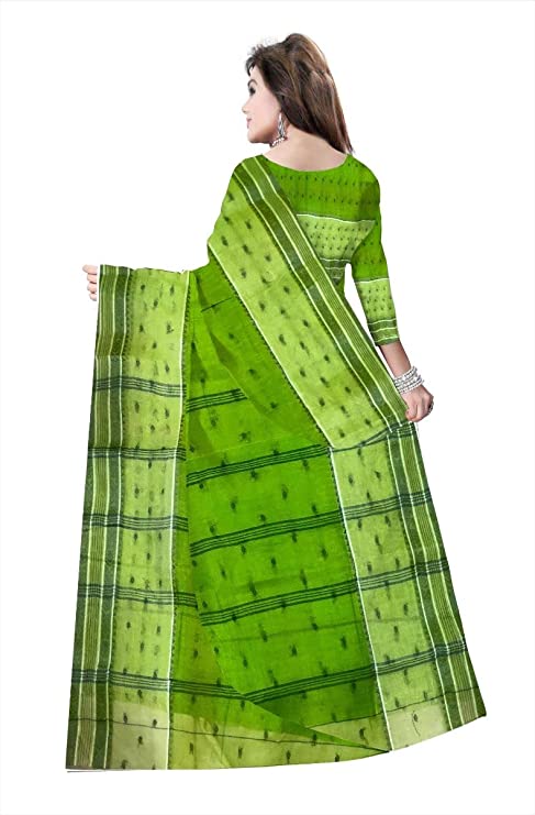 Pradip Fabrics Ethnic Women's Tant cotton Green Color Saree