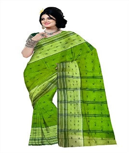 Pradip Fabrics Ethnic Women's Tant cotton Green Color Saree