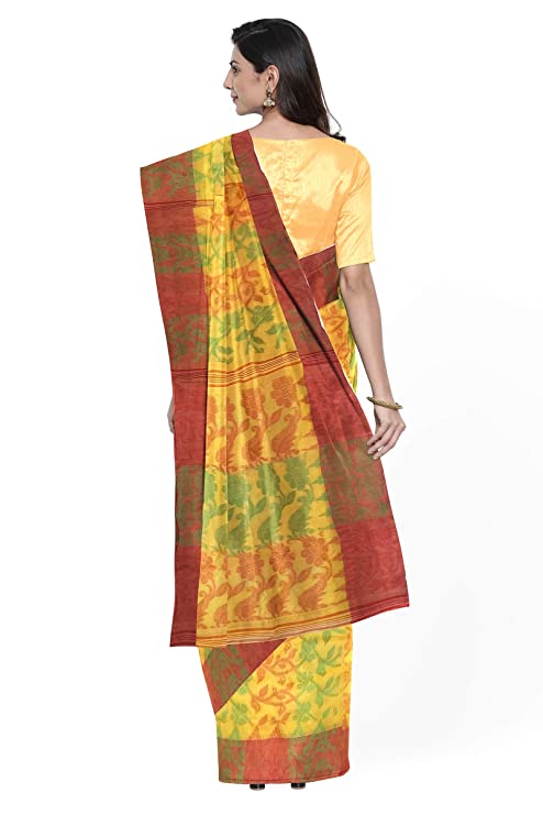 Pradip Fabrics Woven Cotton jamdani Yellow Saree