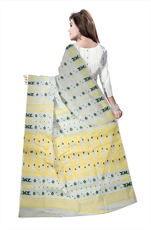 Pradip Fabrics Ethnic Women's Tant jamdani White Color Saree