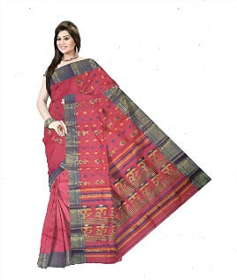 Pradip Fabrics Pure Tant Cotton Pink Color Saree
